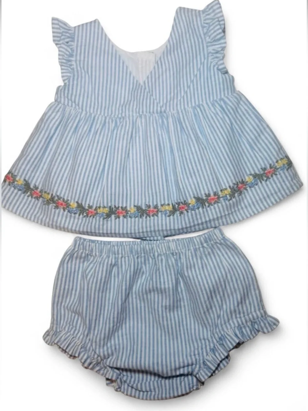 Baby Gap 2-Piece Floral Embroidered Bubble Outfit Set